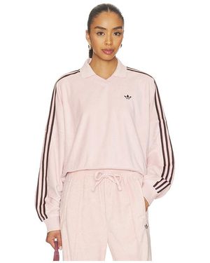 adidas Originals Terry Towel V Neck Top - Pink