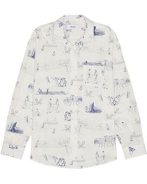 Palmes Printed Poplin Shirt - White