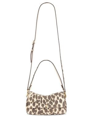 Tory Burch Kleine Schultertasche Soft Leopard Suede - Weiß