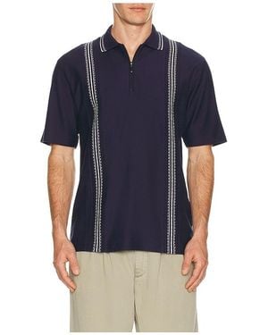 Palmes Polohemd Panel Zip - Blau