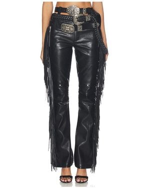 Markgong Pantalón Faux Leather Fringe En Color Negro Talla (También En 36/4, 38/6, 42/10)