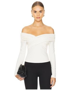 Line & Dot Towne Off Shoulder Top - White