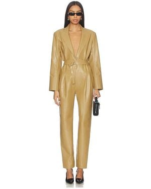 Norma Kamali Easy Fit Single Breasted Tapered Leg Jumpsuit - Natural