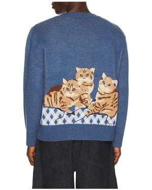 House Of Sunny The Ginger Cat Jumper - Blue