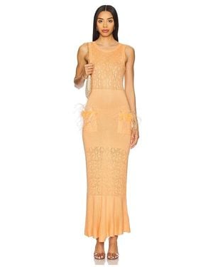 Andreeva Knit Dress With Ostrich Feathers Details - White