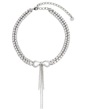 Self-Portrait Choker Double Crystal Bow Choker - Mettallic