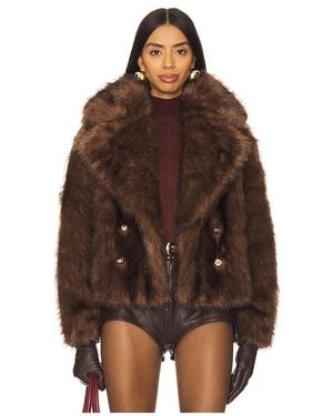Adrienne Landau The Cornelia Faux Fur Peacoat - Brown