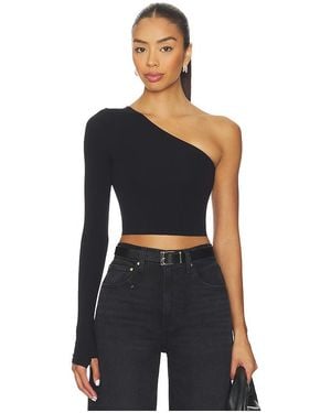 Commando Ballet Body One Shoulder Crop Top With Thumbhole - ブラック