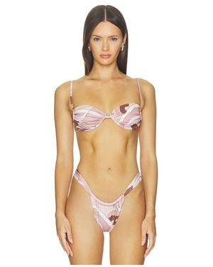 Cin Cin Pisces Ruched Bikini Top - Natural