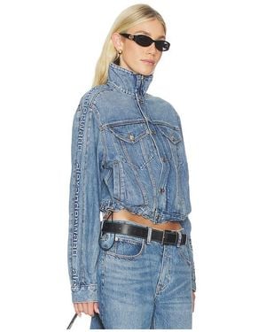 Alexander Wang Denim Track Jacket With Embossed Logo Panel - Blue