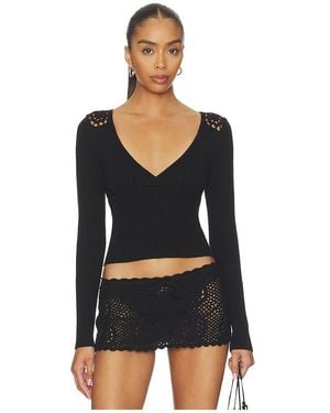 Frankie's Bikinis Ärmel Arlo Cloud Knit Long Shirt - Schwarz