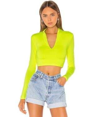 superdown Nicky Zip Crop Top - Yellow