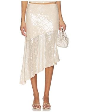 Runaway the Label Eris Sequin Flounce Midi Skirt - Natural