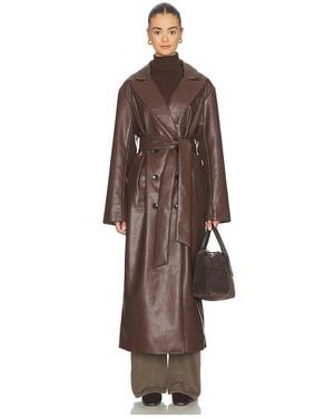 ALL THE WAYS Carey Faux Leather Trench - Brown