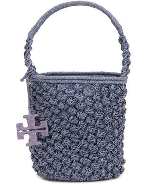 Tory Burch Handgehäkelte Beuteltasche Mit Popcorn-Muster Ella - Blau