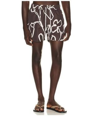 Frescobol Carioca Rio Flor Print Swim Shorts - Black