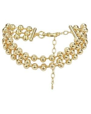 Lele Sadoughi Collar Tipo Gargantilla Diana Triple Row En Color Oro Metálico Talla - Blanco