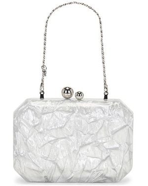 OLGA BERG Mateo Metallic Clutch - White