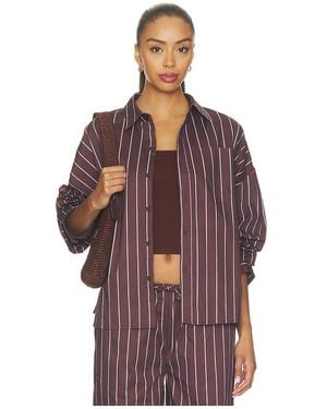 WeWoreWhat Cropped Button Front Shirt - Red