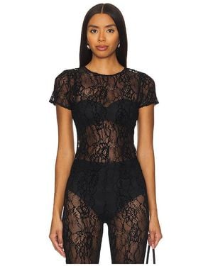 GOOD AMERICAN Lace Baby Shirt - Black
