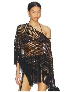 MORE TO COME Loren Knit Poncho - Black