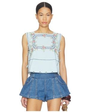 Free People Garden Wall Top - Blue