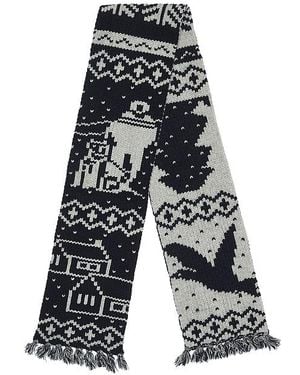 Beams Plus Muffler Jacquard Nordic Pattern Scarf - White