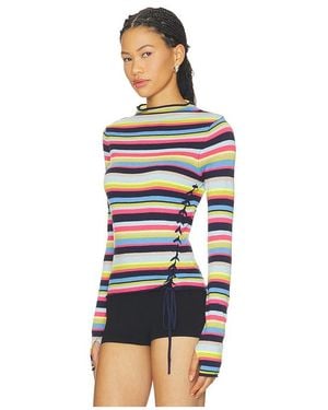 Frankie's Bikinis Adele Knit Mock Neck Blouse - Blue