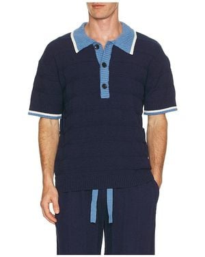 Scotch & Soda Structured Knitted Loose Fit Polo - Blue