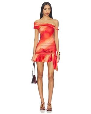 Tiger Mist Twist Off Shoulder Mini Dress - Red