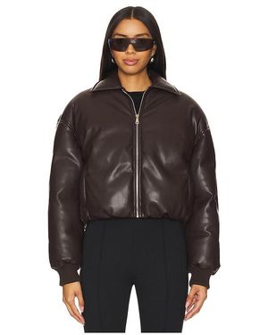 superdown Faux Leather Ribbed Bomber Jacket - Black