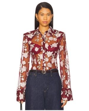 ROTATE BIRGER CHRISTENSEN Mesh Fitted Shirt - Red