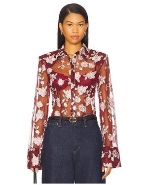 ROTATE BIRGER CHRISTENSEN Mesh Fitted Shirt - Red