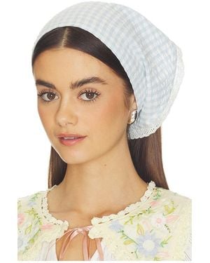 For Love & Lemons Bradford Gingham Headscarf - Blue