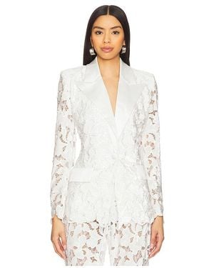 Nadine Merabi Velvet Lace Blazer - White