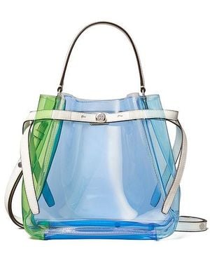 Tory Burch Romy Color-Block Clear Bucket Bag - Blue