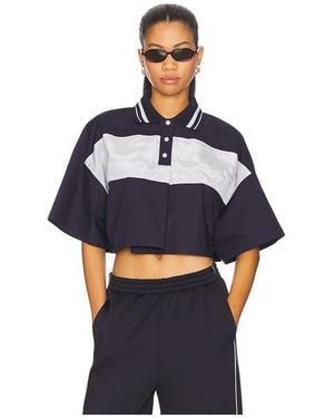 we11done Cropped Polo Top - Blue
