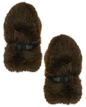 Jocelyn Faux Fox Mittens - Black