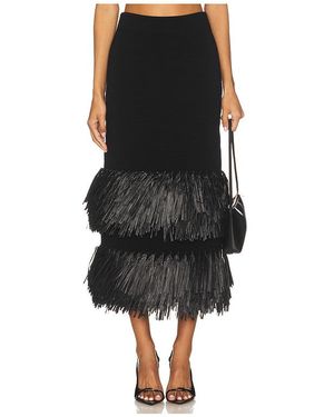 Aje. Agave Knit Raffia Midi Skirt - Black