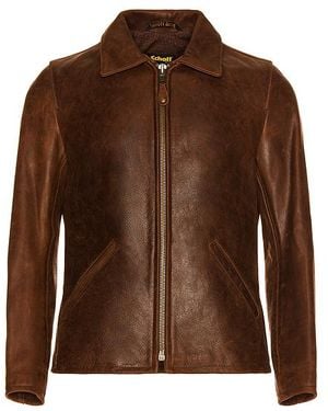 Schott Nyc Waxy Buffalo Leather Sunset Jacket - Brown