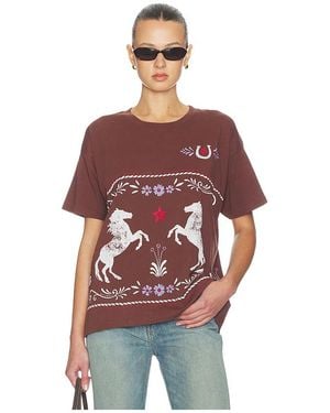 Daydreamer Floral Horse Patter Merch Tee - Red