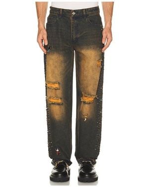 Ryoko Rain Vintage Washed Stutted Jeans - Black
