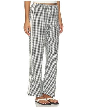 DONNI. The Cotton Gingham Stripe Crop Pant - Grey