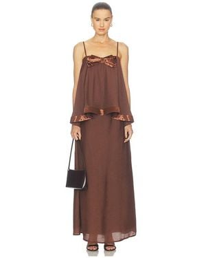 Elliatt Rosera Satin Bow Maxi Dress - Brown