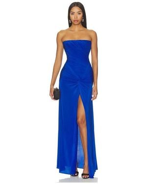 Alex Perry Strapless Ruched Twist Gown - Blue