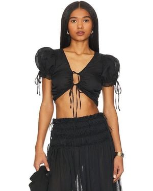LPA Ophelia Tie Front Top - Black
