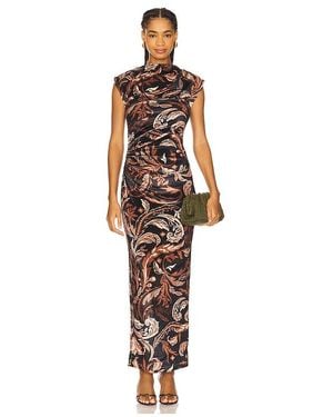 Hemant & Nandita Mock Neck Midi Dress - Brown