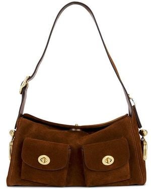 COACH The Originals Suede Turnlock Haversack Bag - Brown