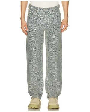 Ryoko Rain Seigaiha Jacquard Denim Jeans - Green