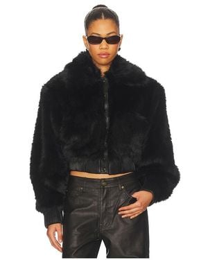 AFRM Adelaide Faux Fur Bomber Jacket - Black